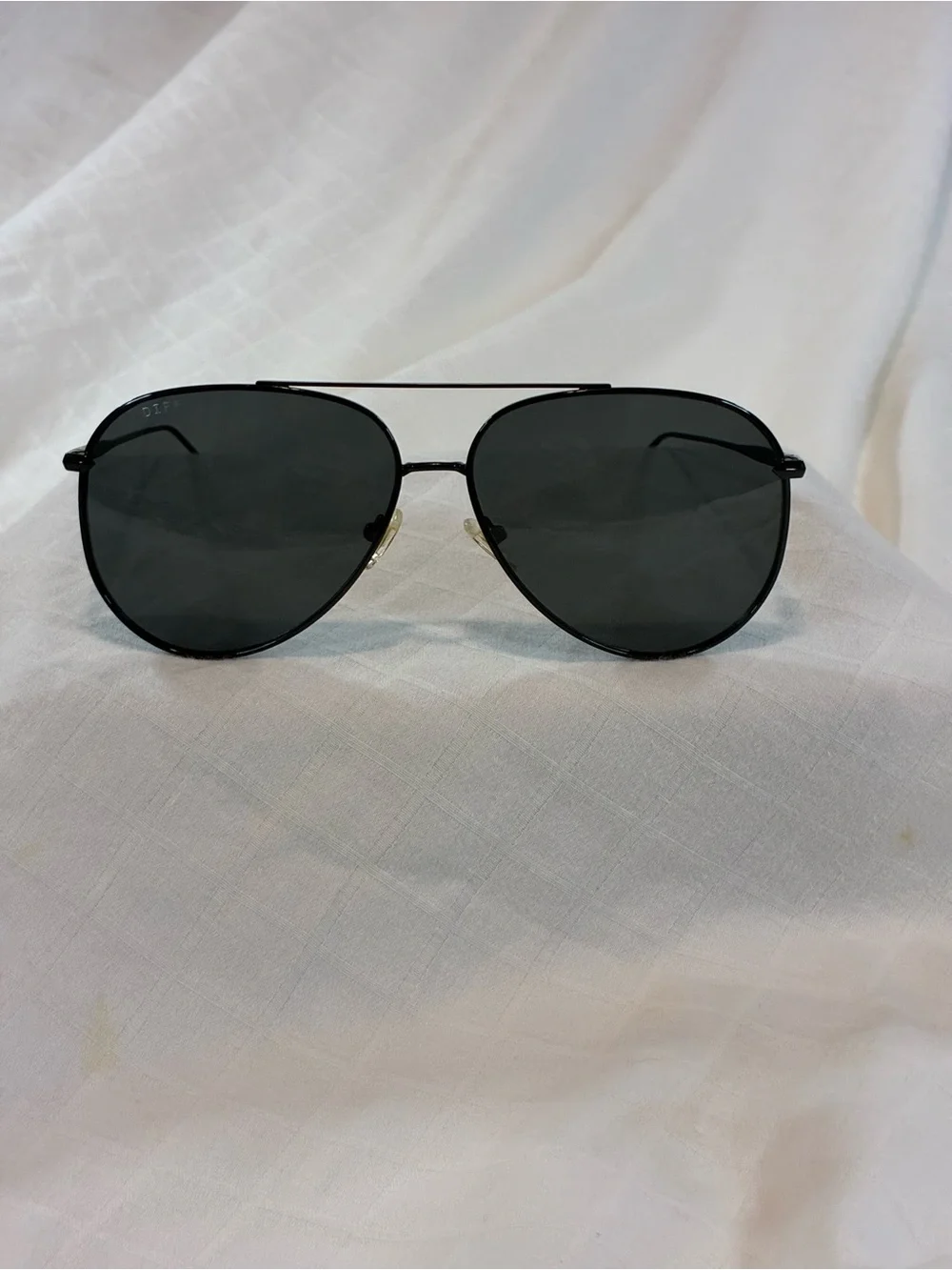 Men’s Diff Eyewear Aviator Sunglasses - Black Frames, Dark Gray Lenses